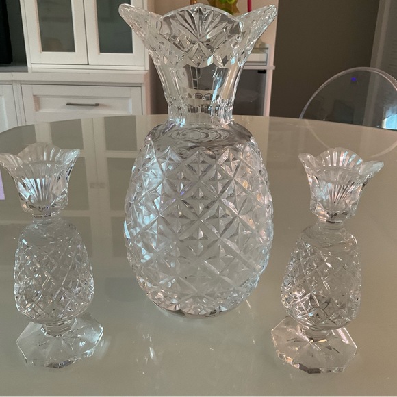 Waterford Crystal Accents High Waterford Pineapple Vase With 2